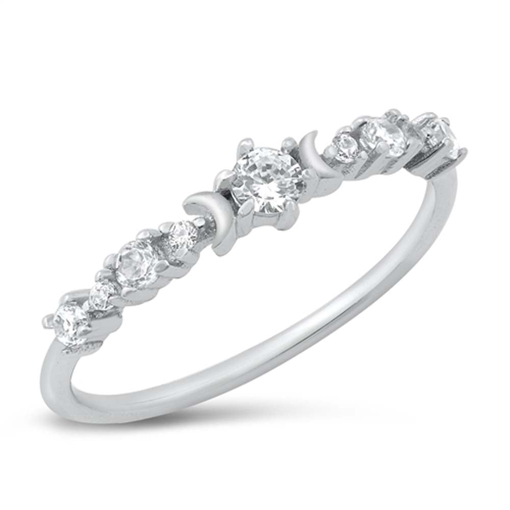 Sterling Silver Rhodium Plated Clear CZ Ring