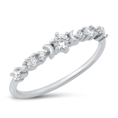 Sterling Silver Rhodium Plated Clear CZ Ring