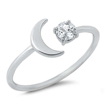 Load image into Gallery viewer, Sterling Silver Moon And Twinkle Star Shaped Cubic Zirconia Ring