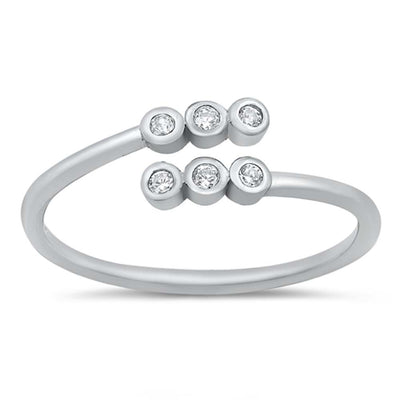 Sterling Silver Rhodium Plated Clear CZ Ring