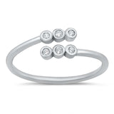 Sterling Silver Rhodium Plated Clear CZ Ring