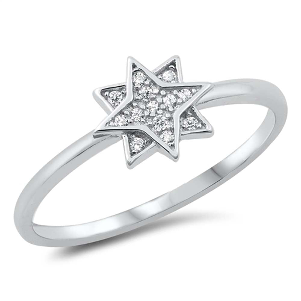 Sterling Silver Star Cubic Zirconia Ring