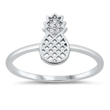 Load image into Gallery viewer, Sterling Silver Pineapple Shaped Cubic Zirconia Ring
