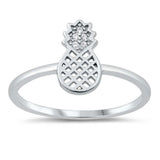 Sterling Silver Pineapple Shaped Cubic Zirconia Ring