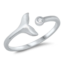 Load image into Gallery viewer, Sterling Silver Whale Tail Shaped Cubic Zirconia Ring