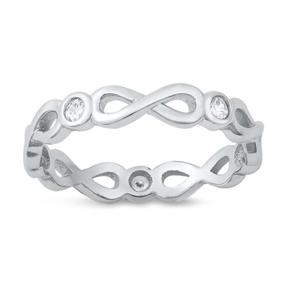 Sterling Silver Infinity Band Cubic Zirconia Ring