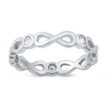Load image into Gallery viewer, Sterling Silver Infinity Band Cubic Zirconia Ring