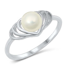 Load image into Gallery viewer, Sterling Silver Heart With Freshwater Pearl Ring