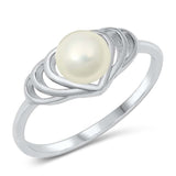 Sterling Silver Heart With Freshwater Pearl Ring