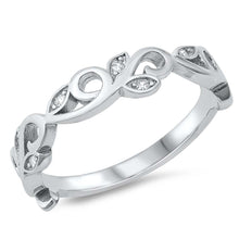 Load image into Gallery viewer, Sterling Silver Vines Shaped Cubic Zirconia Ring