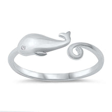 Load image into Gallery viewer, Sterling Silver Whale Shaped Cubic Zirconia Ring