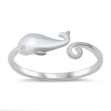 Sterling Silver Whale Shaped Cubic Zirconia Ring