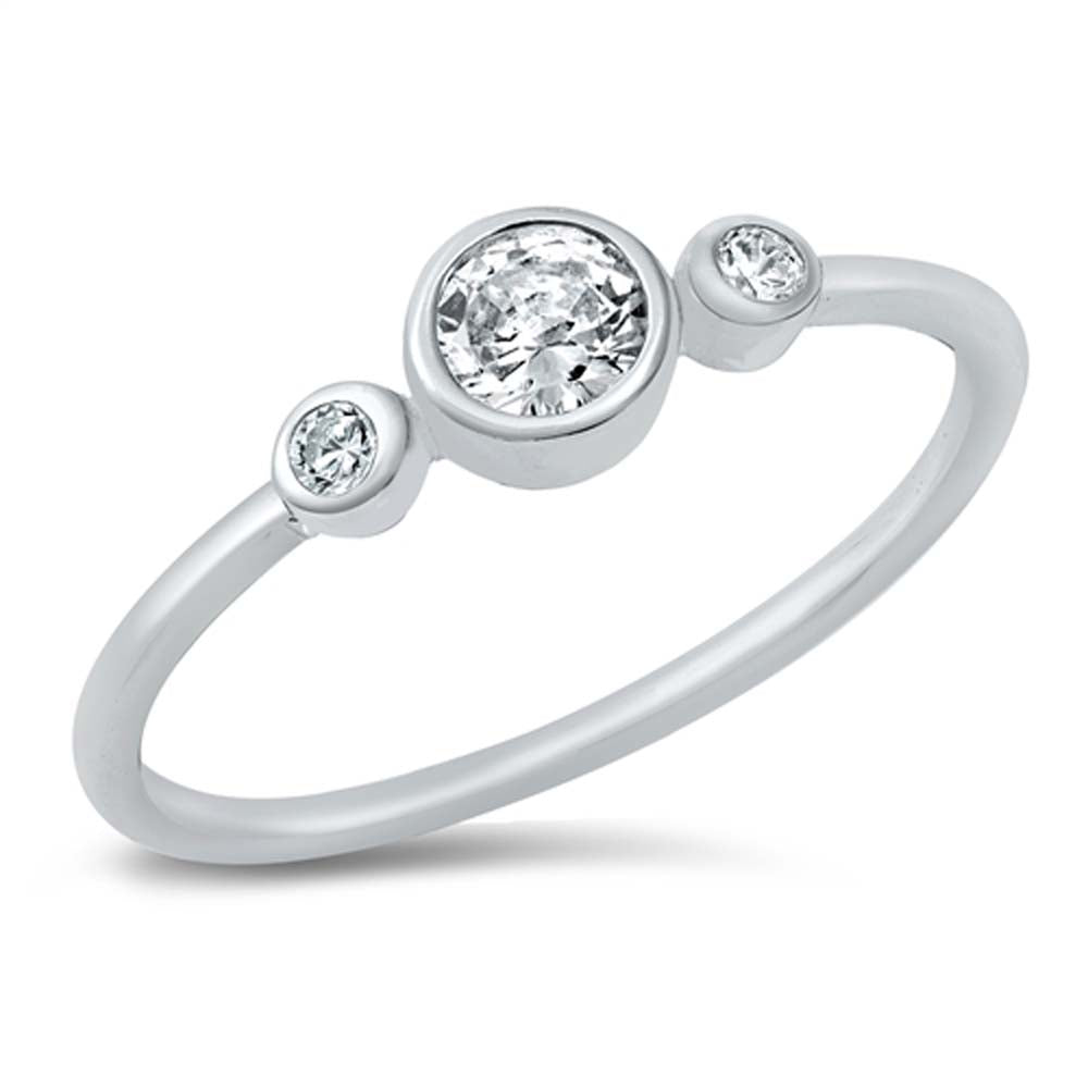 Sterling Silver Rhodium Plated Clear CZ Ring