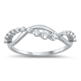 Sterling Silver Rhodium Plated Clear CZ Ring