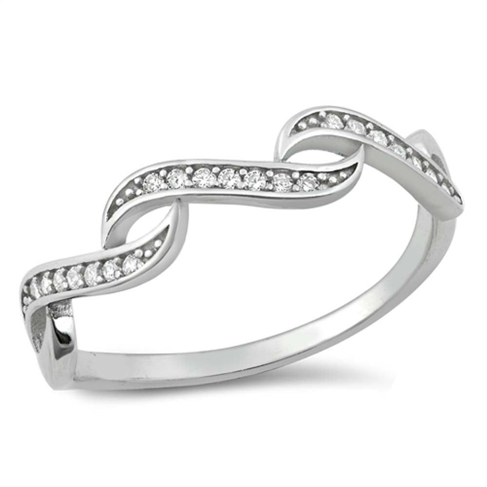 Sterling Silver Rhodium Plated Clear CZ Ring