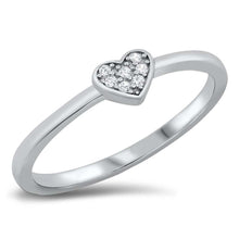 Load image into Gallery viewer, Sterling Silver Rhodium Plated Heart Clear CZ Ring