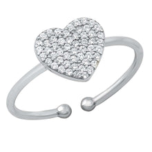 Load image into Gallery viewer, Sterling Silver Rhodium Plated Heart Clear CZ Ring