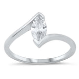 Sterling Silver Rhodium Plated Marquise Clear CZ Ring