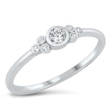 Sterling Silver Rhodium Plated Clear CZ Ring