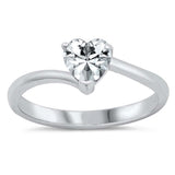 Sterling Silver Rhodium Plated Clear CZ Ring