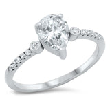 Sterling Silver Rhodium Plated Clear CZ Ring