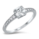 Sterling Silver Rhodium Plated Clear CZ Ring