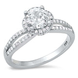 Sterling Silver Rhodium Plated Clear CZ Ring