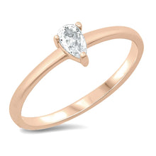 Load image into Gallery viewer, Sterling Silver Rose Gold Plated Pear Shape Clear CZ Ring