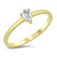 Load image into Gallery viewer, Sterling Silver Yellow Gold Plated Pear Shape Clear CZ Ring