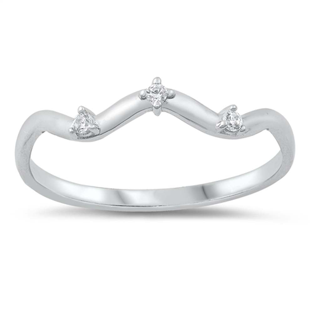 Sterling Silver Rhodium Plated Clear CZ Ring