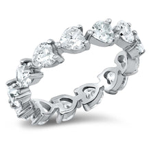 Load image into Gallery viewer, Sterling Silver Rhodium Plated Heat Eternity Clear CZ Ring