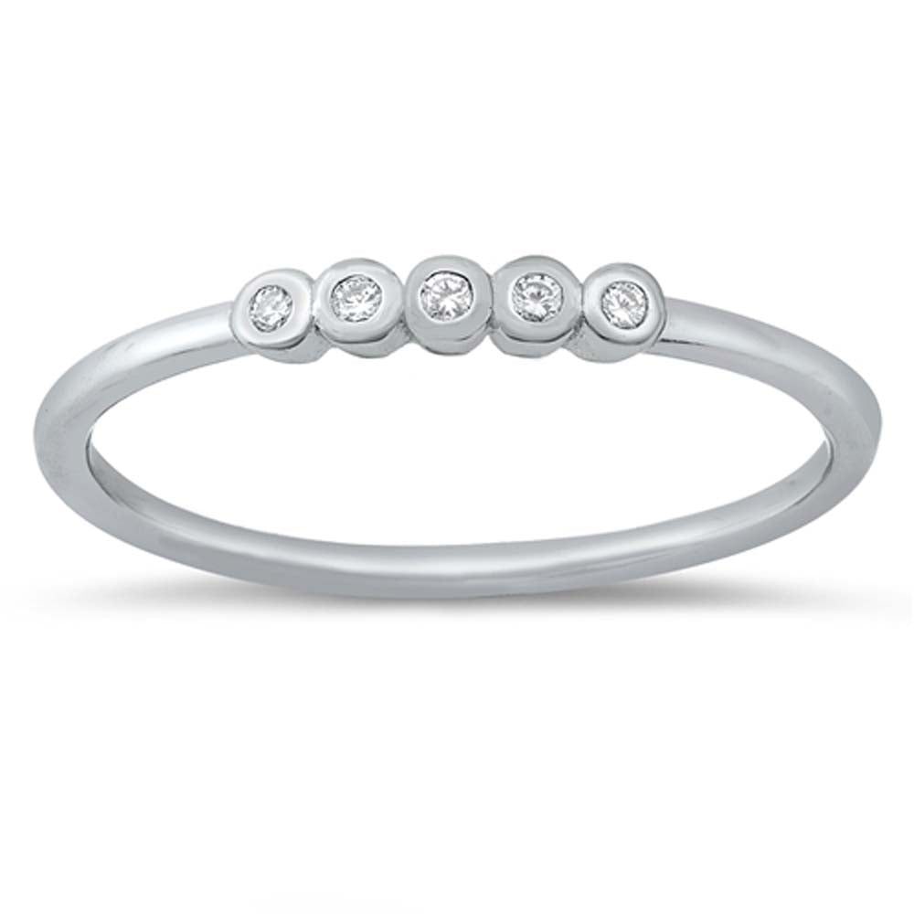 Sterling Silver Rhodium Plated Clear CZ Ring