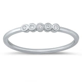 Sterling Silver Rhodium Plated Clear CZ Ring