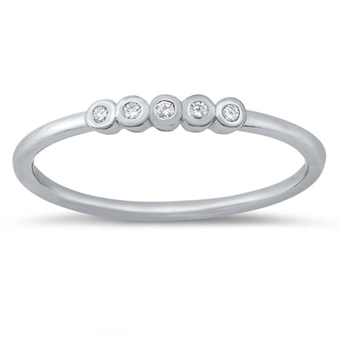 Sterling Silver Rhodium Plated Clear CZ Ring