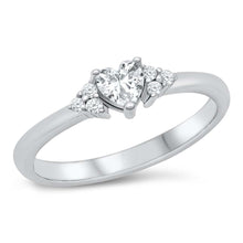 Load image into Gallery viewer, Sterling Silver Rhodium Plated Heart Clear CZ Ring