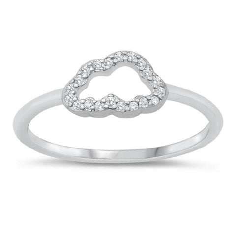 Sterling Silver Rhodium Plated Cloud Clear CZ Ring