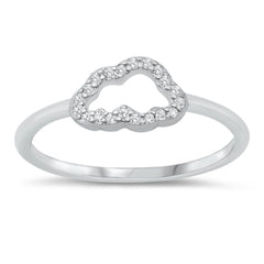 Sterling Silver Rhodium Plated Cloud Clear CZ Ring