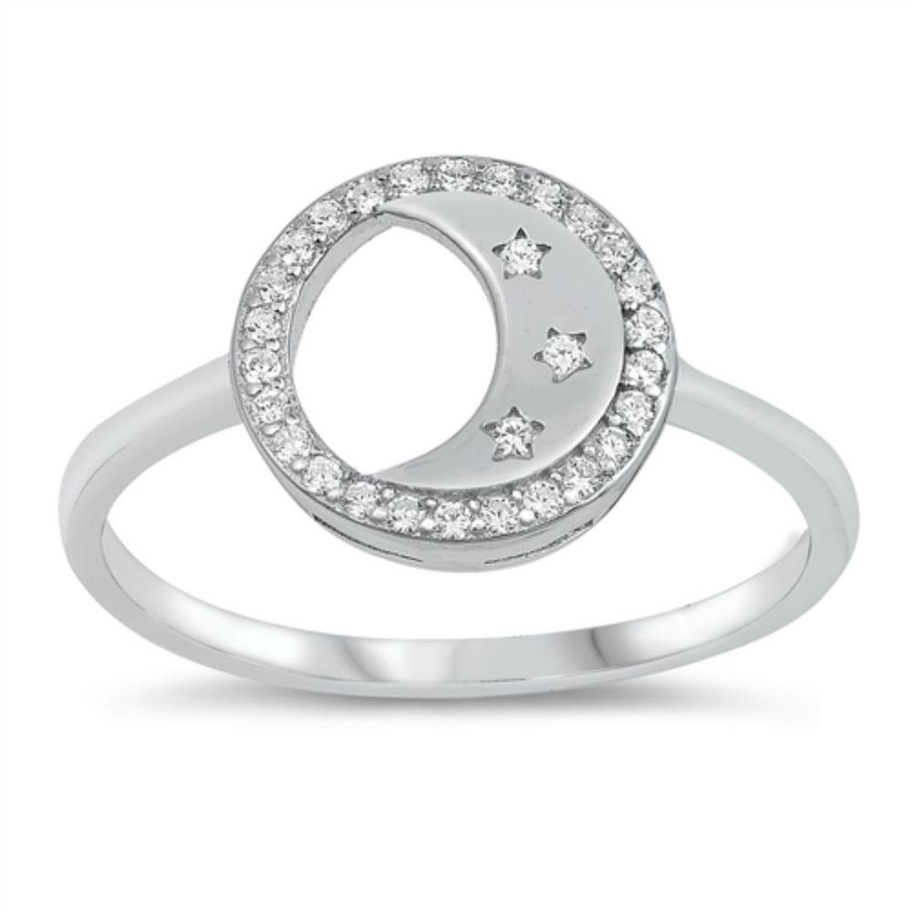 Sterling Silver Rhodium Plated Clear CZ Ring - silverdepot