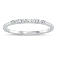 Sterling Silver Rhodium Plated Clear CZ Ring