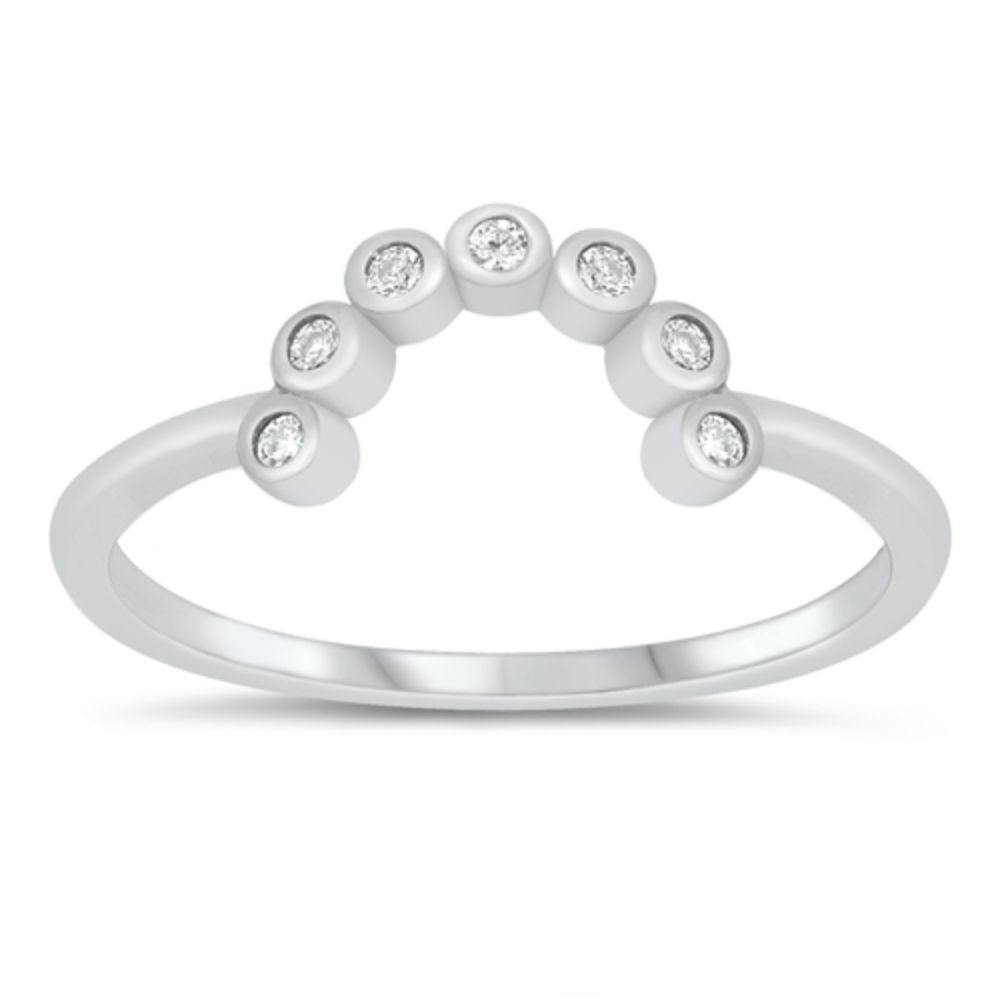 Sterling Silver Rhodium Plated Clear CZ Ring