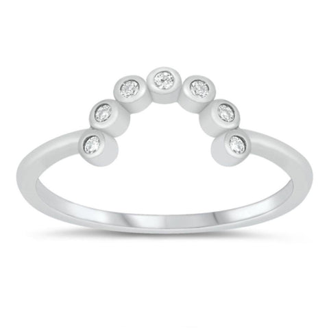 Sterling Silver Rhodium Plated Clear CZ Ring