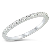 Load image into Gallery viewer, Sterling Silver Rhodium Plated Pave Band Clear CZ Ring