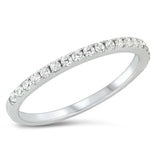 Sterling Silver Rhodium Plated Pave Band Clear CZ Ring