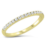 Sterling Silver Yellow Gold Rhodium Plated Pave Band Clear CZ Ring