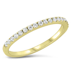 Sterling Silver Yellow Gold Rhodium Plated Pave Band Clear CZ Ring