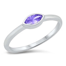 Load image into Gallery viewer, Sterling Silver Rhodium Plated Marquise Amethyst CZ Ring