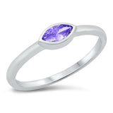 Sterling Silver Rhodium Plated Marquise Amethyst CZ Ring