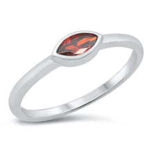 Load image into Gallery viewer, Sterling Silver Rhodium Plated Marquise Garnet CZ Ring