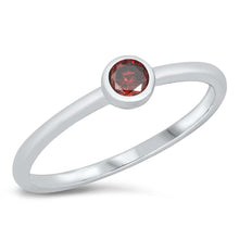 Load image into Gallery viewer, Sterling Silver Rhodium Plated Little Solitaire Garnet CZ Ring