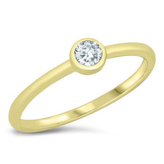 Sterling Silver Yellow Gold Rhodium Plated Little Solitaire Clear CZ Ring